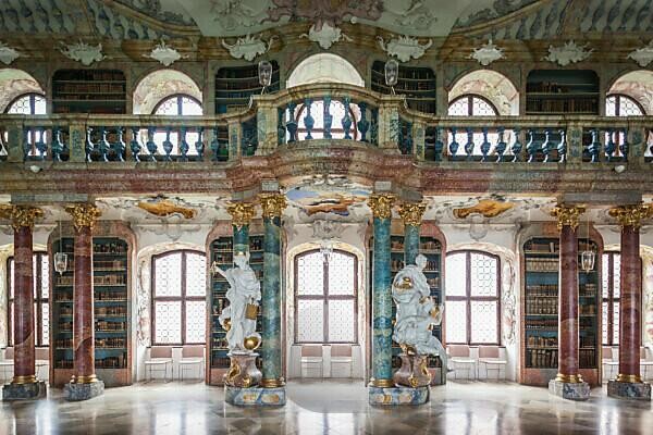 Bildagentur | mauritius images | Germany, Baden-Wuerttemberg, Wiblingen, Kloster Wiblingen Abbey, 18th century monastery, rococo-style library built in 1760