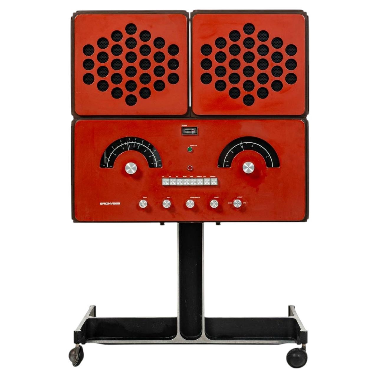 RR126 Radiophonograph Turntable by the Castiglionis for Brionvega Red Edition For Sale