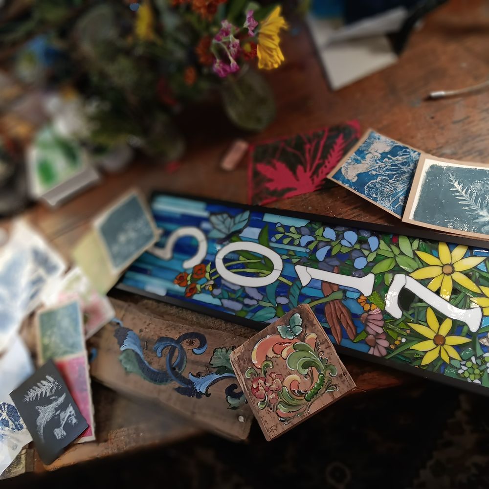 Sequential Glass Art Mosiac & Rustic Rosemaling